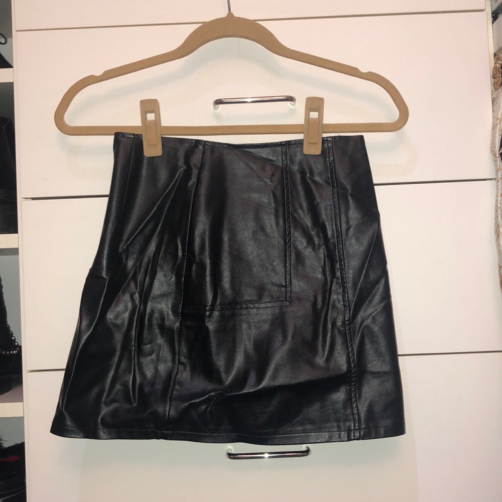 Leather mini skirt